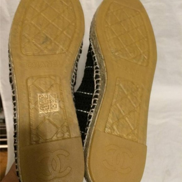 CHANEL 15S 2015 Classic Tweed Patent Cap Toe CC Logo Espadrilles Flats Shoes - Picture 11 of 11